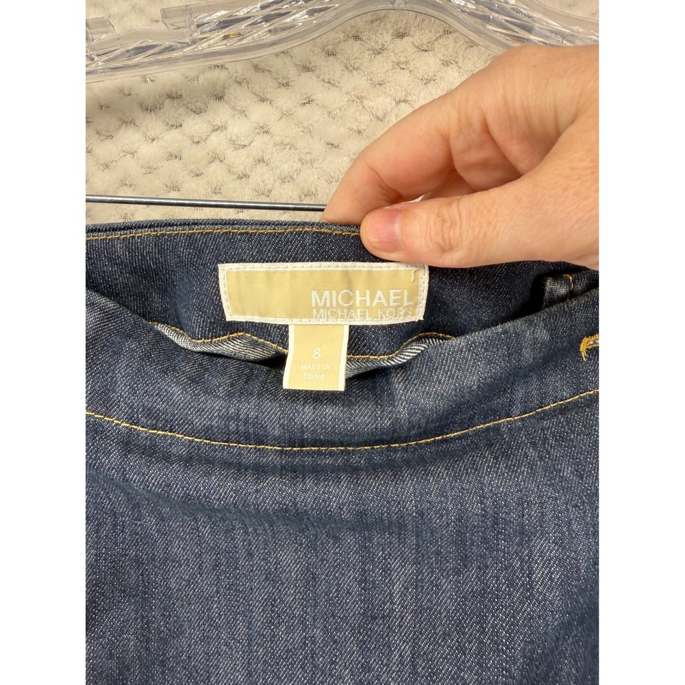 Michael Kors Denim Mini Skirt Women 8 Indigo Gold Button Sailor Double Breast - Picture 6 of 8